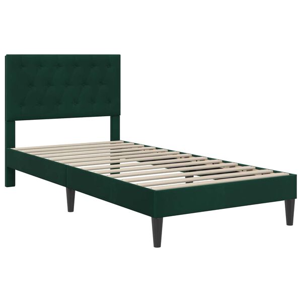 vidaXL Cadre de lit avec matelas Vert fonc&eacute; 90 x 190 cm Velours