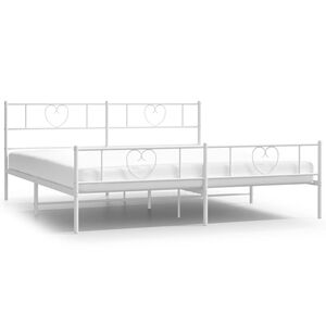 vidaXL Cadre de lit m&eacute;tal sans matelas et pied de lit blanc 180x200 cm