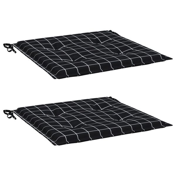 vidaXL Coussins de chaise de jardin lot de 2 motif &agrave; carreaux noir