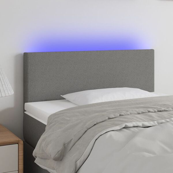vidaXL T&ecirc;te de lit &agrave; LED Gris fonc&eacute; 80x5x78/88 cm Tissu
