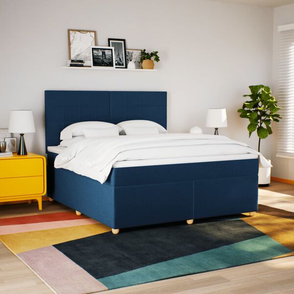vidaXL Sommier &agrave; lattes de lit avec matelas Bleu 180x200 cm Tissu
