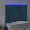 vidaXL T&ecirc;te de lit &agrave; LED Bleu fonc&eacute; 80x5x118/128 cm Velours