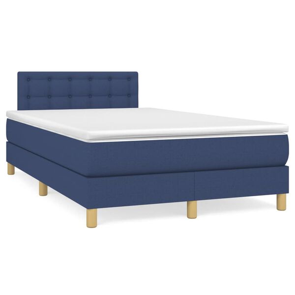 vidaXL Sommier &agrave; lattes de lit avec matelas Bleu 120x200 cm Tissu