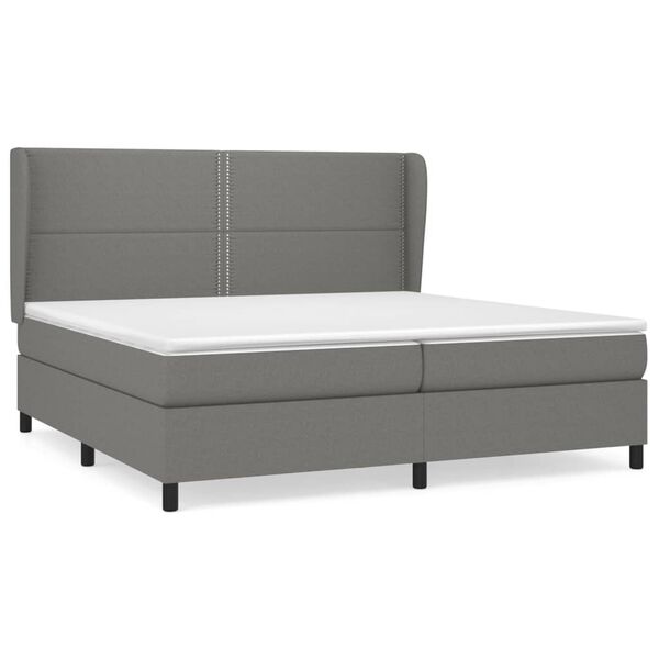 vidaXL Sommier &agrave; lattes de lit avec matelas Gris fonc&eacute; 200x200cm Tissu