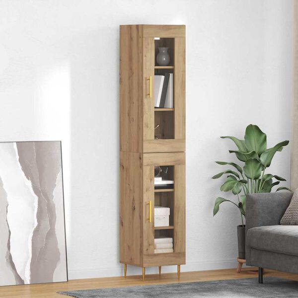 vidaXL Haut Armoire 2 pcs Ch&ecirc;ne artisanal Verre