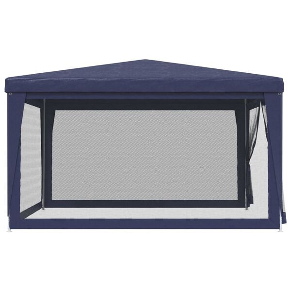 vidaXL Tente de fête avec 4 parois latérales en maille Bleu 4x4 m PEHD