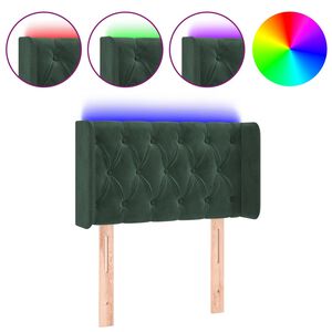 vidaXL T&ecirc;te de lit &agrave; LED Vert fonc&eacute; 83x16x78/88 cm Velours
