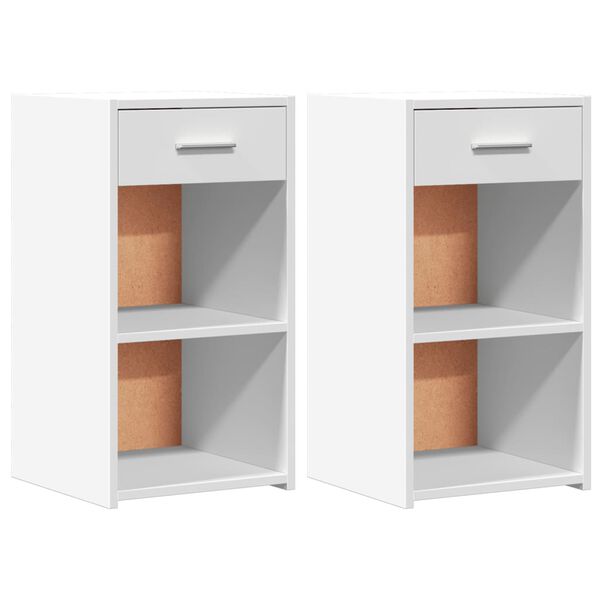 vidaXL Tables de chevet 2 pcs blanc 35x34x65 cm bois d'ing&eacute;nierie