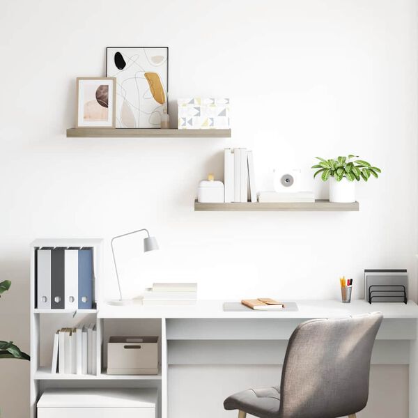 vidaXL &Eacute;tag&egrave;res murales flottantes 2 pcs Ch&ecirc;ne 80x23,5x3,8 cm MDF