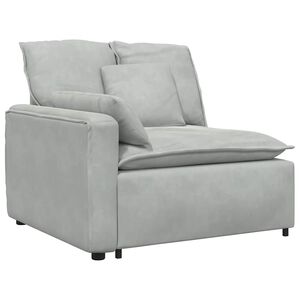 vidaXL Module d'extr&eacute;mit&eacute; d'accoudoir de canap&eacute; modulaire avec coussins gris clair 100 cm