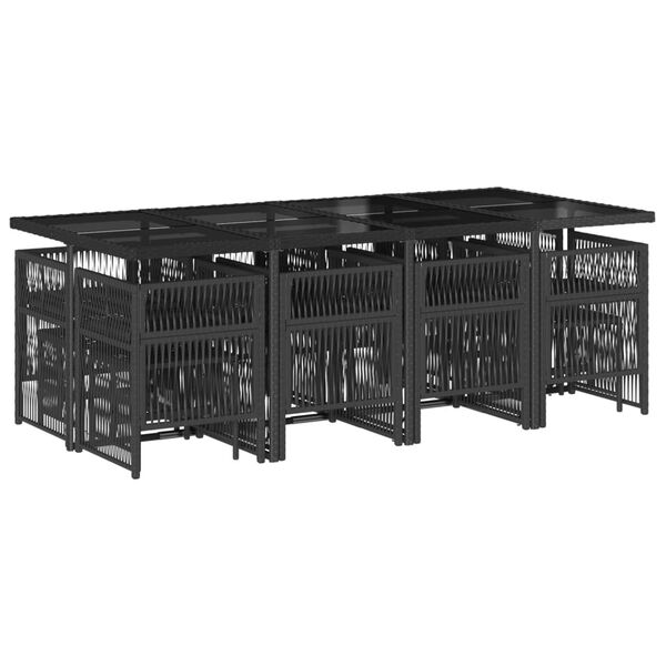 vidaXL Ensemble &agrave; manger de jardin 13 pcs coussins noir r&eacute;sine tress&eacute;e