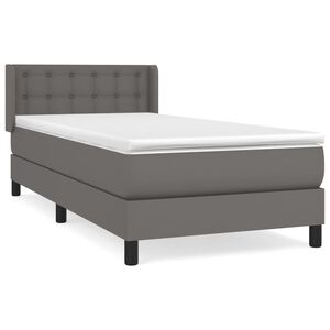 vidaXL Sommier &agrave; lattes de lit avec matelas Gris 90x200 cm Similicuir