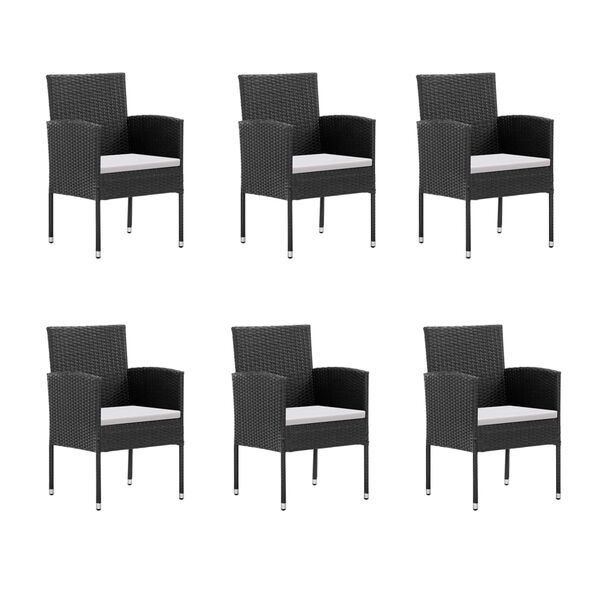 vidaXL Ensemble &agrave; manger de jardin coussins 7pcs Noir R&eacute;sine tress&eacute;e