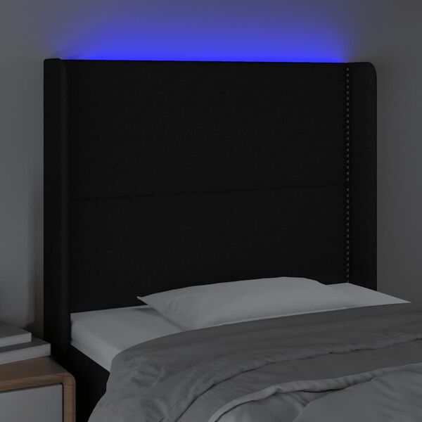 vidaXL T&ecirc;te de lit &agrave; LED Noir 103x16x118/128 cm Tissu