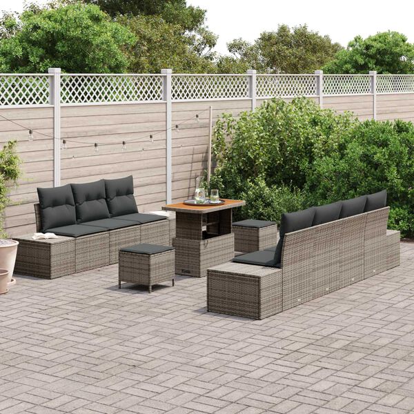 vidaXL Ensemble de canap&eacute; de jardin 10 pcs Gris Poly rotin