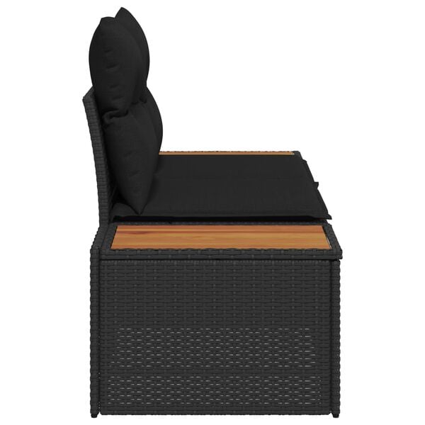vidaXL Canapé de jardin Noir 184 x 62 x 85cm polyrotin