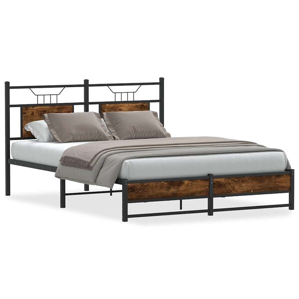 vidaXL Cadre de lit sans matelas ch&ecirc;ne fum&eacute; 140x200 cm bois ing&eacute;nierie