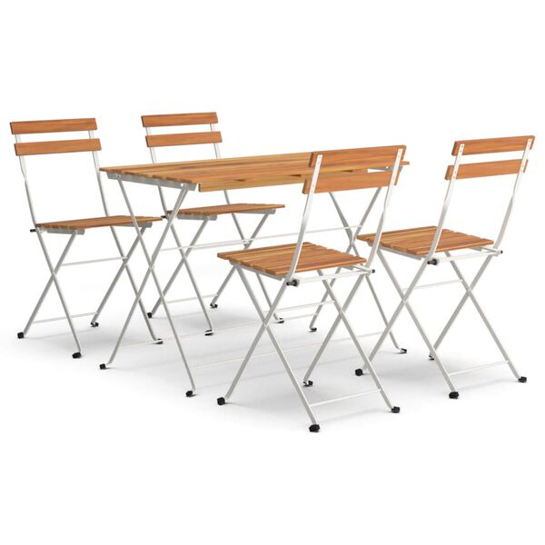 vidaXL Ensemble de bistro pliable 5 pcs Bois d'acacia solide et acier