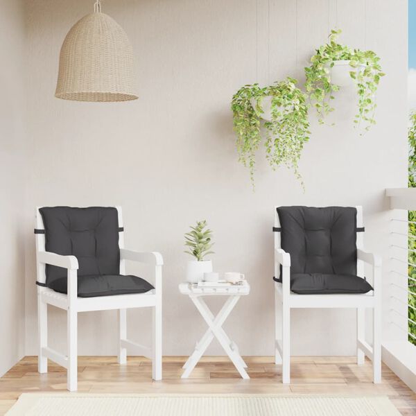 vidaXL Coussins de chaise &agrave; dossier bas lot de 2 anthracite m&eacute;lang&eacute;