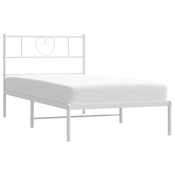 vidaXL Cadre de lit m&eacute;tal sans matelas avec t&ecirc;te de lit blanc 75x190cm