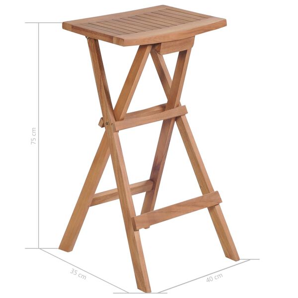 Tabouret Pliant En Teck Massif 40 Cm - Multi-usage Intérieur & Extérieur - Table Basse, Tabouret De Jardin Ou Pour Bateau