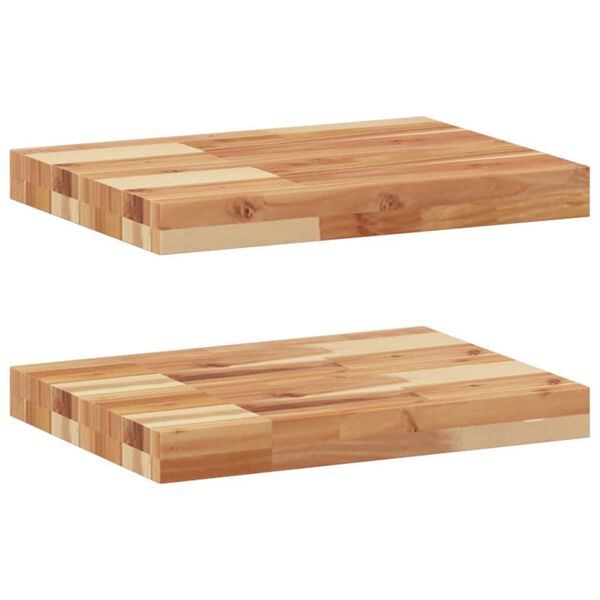 vidaXL &Eacute;tag&egrave;res flottantes 2 pcs 60x30x4 cm acacia massif &agrave; l'huile
