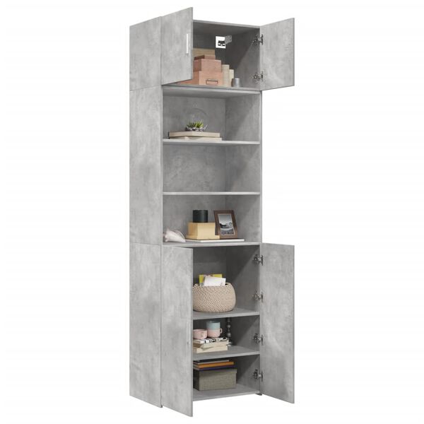 vidaXL Armoire de rangement gris b&eacute;ton 70x42,5x225cm bois d'ing&eacute;nierie