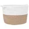 vidaXL Panier &agrave; linge marron et blanc &Oslash;60x36 cm coton