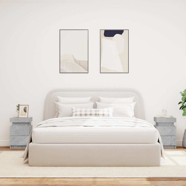 vidaXL Tables de chevet avec lumières LED 2 pcs gris béton 35x39x55 cm