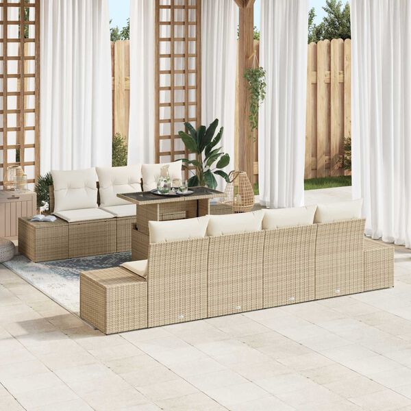 vidaXL Ensemble de canapé de jardin avec coussin 8 pcs Beige et crème