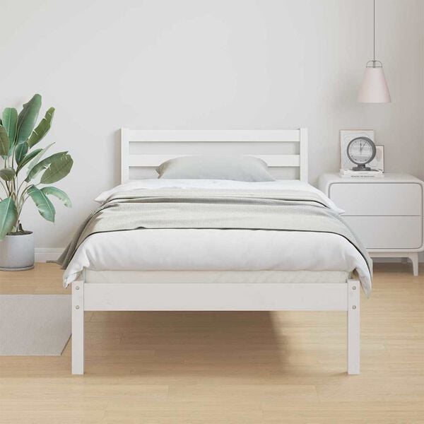 vidaXL Cadre de lit Blanc 208.6 x 157.6 x 69.4 cm Pin massif