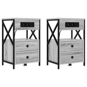 vidaXL Cabinet de chevet 2 pc Gris Sonoma 40 x 31 x 60 cm