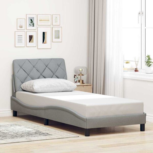 vidaXL Cadre de lit sans matelas gris clair 90x190 cm tissu