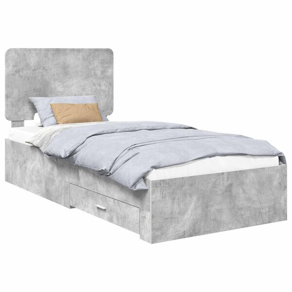 vidaXL Cadre de lit Gris b&eacute;ton 70 x 190 cm Bois d'ing&eacute;nierie