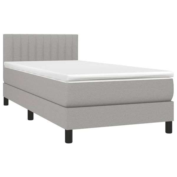 vidaXL Sommier à lattes de lit avec matelas Gris clair 100x200cm Tissu