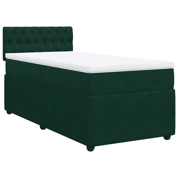 vidaXL Sommier &agrave; lattes de lit avec matelas Vert fonc&eacute; 90x200 cm