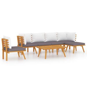 vidaXL Salon de jardin 7 pcs avec coussins Bois d'acacia solide