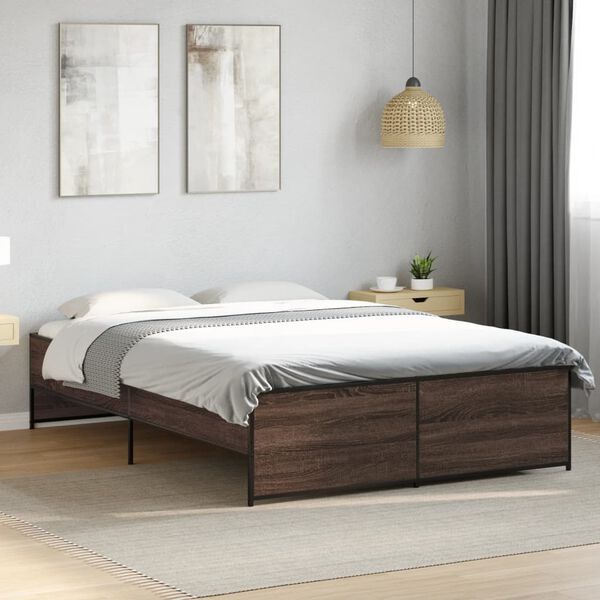vidaXL Cadre de lit sans matelas ch&ecirc;ne marron 120x190 cm