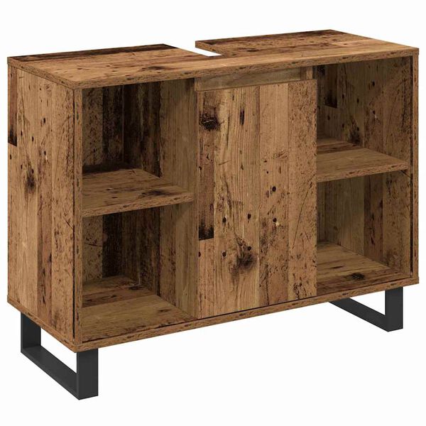 vidaXL Ensemble de mobilier de salle de bain avec &eacute;tag&egrave;re 3 pcs Marron