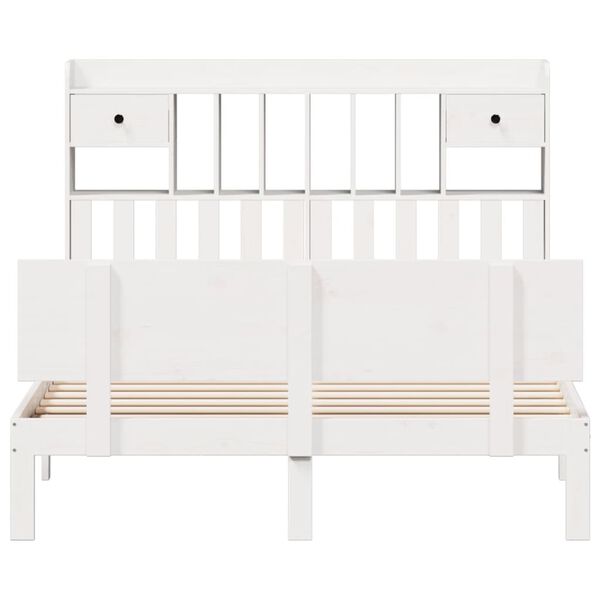 vidaXL Lit biblioth&egrave;que sans matelas blanc 160x200 cm bois pin massif