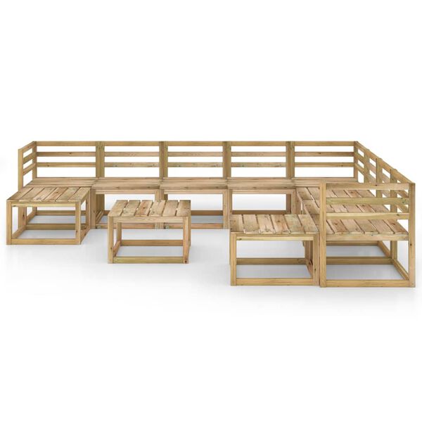 vidaXL Salon de jardin 11 pcs Bois de pin impr&eacute;gn&eacute; de vert