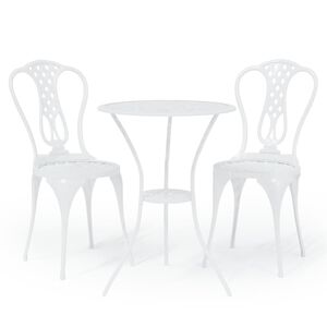 vidaXL Ensemble de bistro 3 pcs Aluminium coul&eacute; Blanc