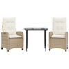 vidaXL Ensemble &agrave; manger de jardin et coussins 3 pcs Beige poly rotin