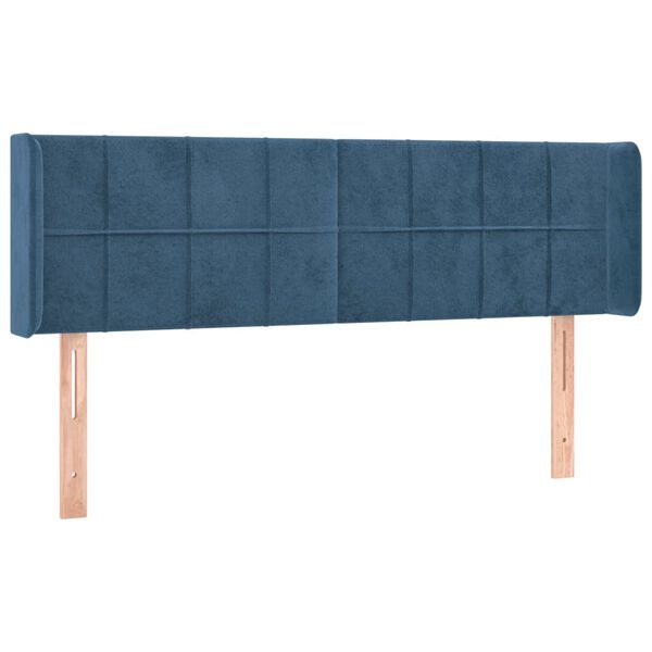 vidaXL T&ecirc;te de lit &agrave; LED Bleu fonc&eacute; 147x16x78/88 cm Velours