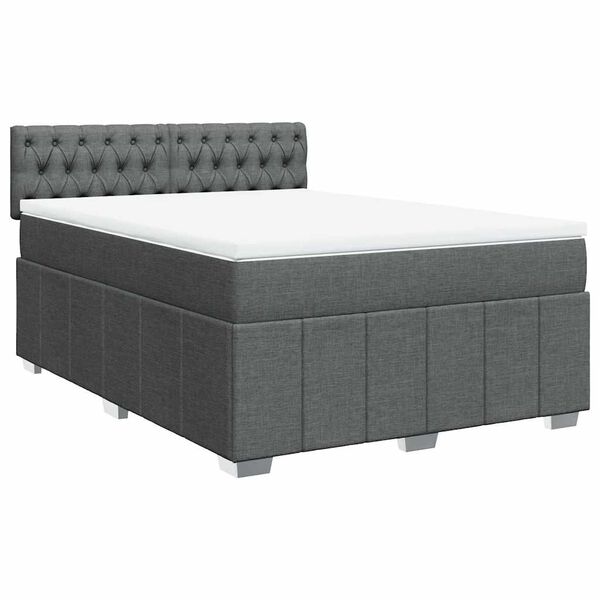 vidaXL Sommier &agrave; lattes de lit avec matelas Gris fonc&eacute; 140x190cm Tissu