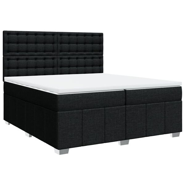 vidaXL Sommier &agrave; lattes de lit avec matelas Noir 200x200 cm Tissu