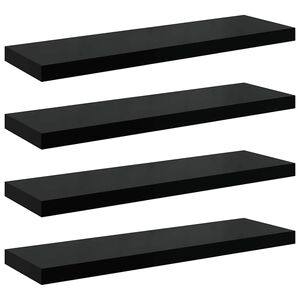 vidaXL Étagère murale flottante 4 pcs Noir brillant 90x23,5x3,8 cm MDF