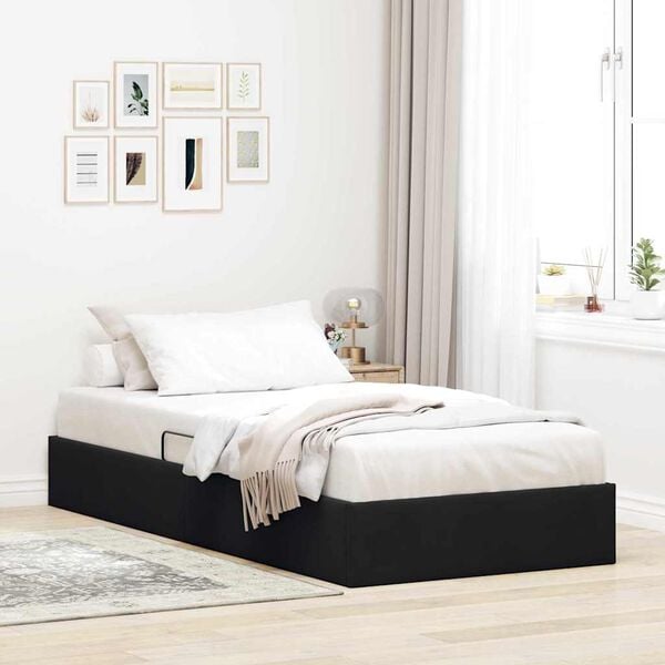 vidaXL Lit de Rangement avec matelas Noir 90 x 190 cm Velours