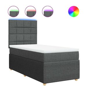 vidaXL Sommier &agrave; lattes de lit avec matelas Gris fonc&eacute; 80x200 cm Tissu