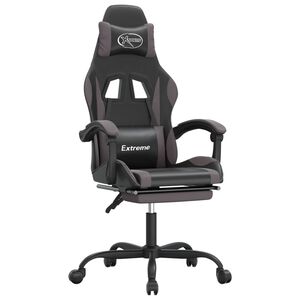vidaXL Chaise de jeu avec repose-pied Noir et gris Similicuir